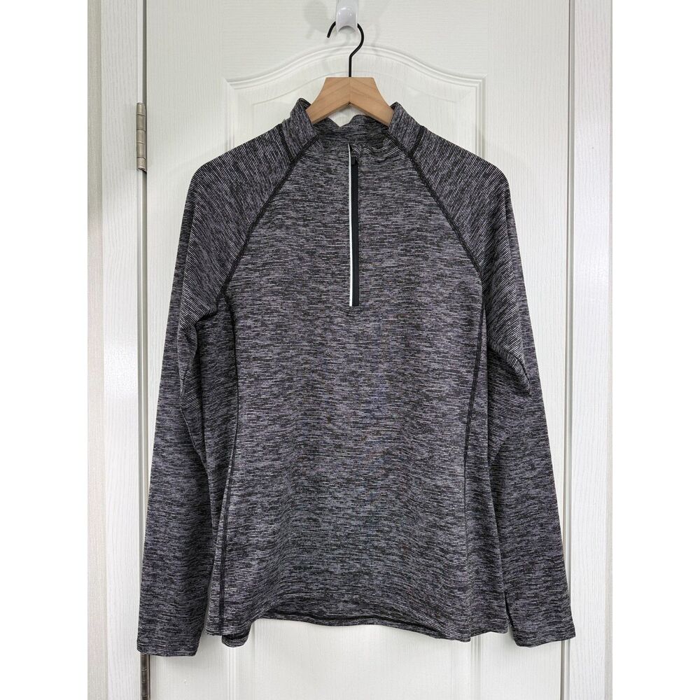 Old Navy Active Womens L Go-Dry 1/4 Zip Pullover Black Gray Space Dye Athletic